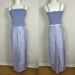 Vintage McClintock Two Piece Gown Glitter Ruched Maxi Skirt Womens Medium Dress